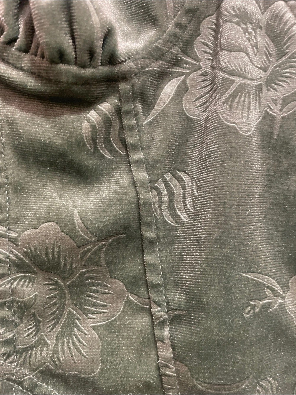 Fairycore Baddie CIDER Green Floral Embossed Sage Velvet Corset Top  M - Picture 5 of 9